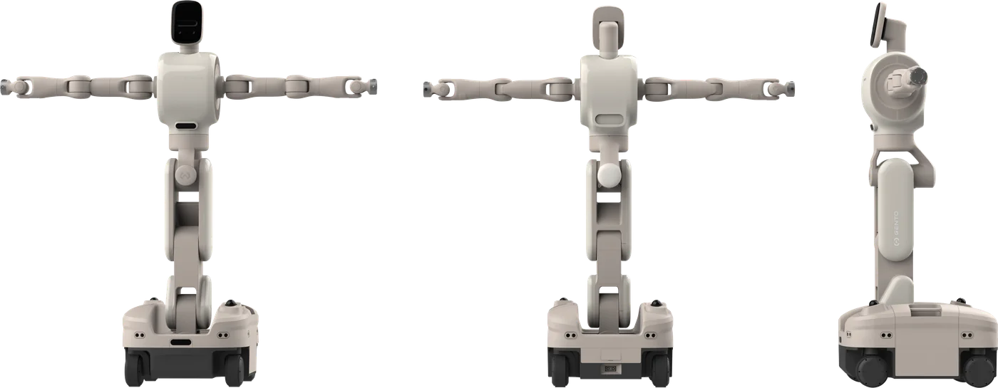 Luna with arms extended: front, rear, and side views