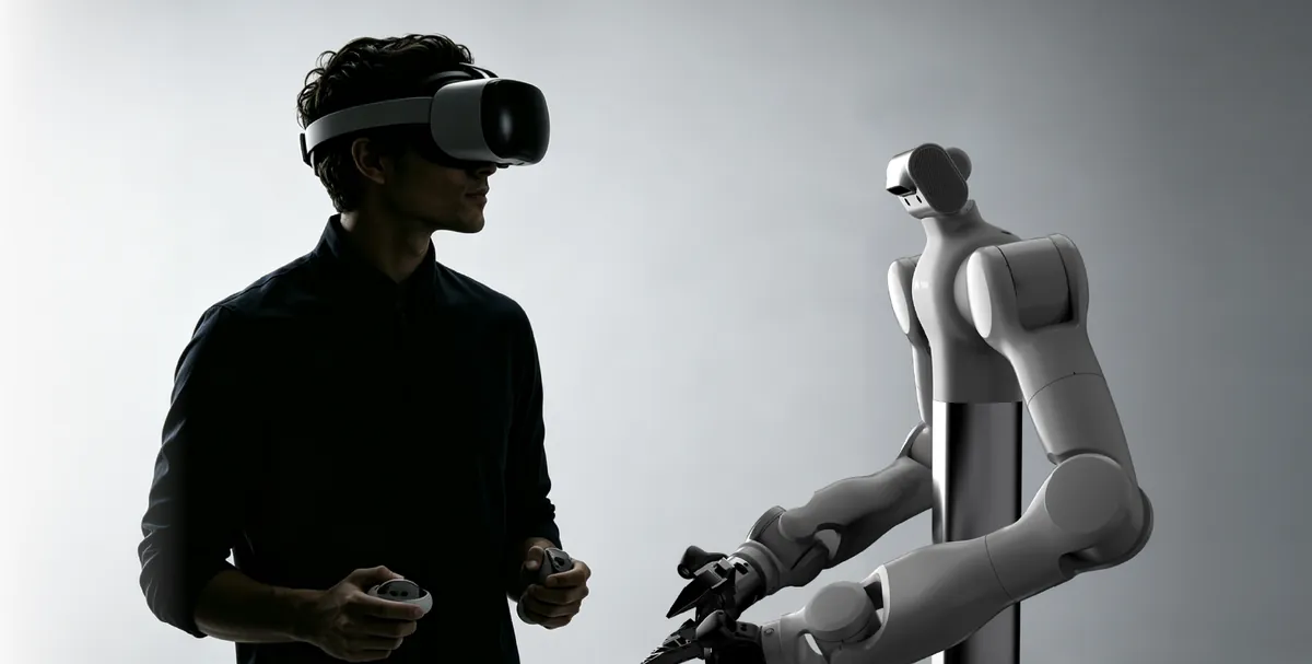 操作员使用 VR 头显遥操作 Marvin Pro